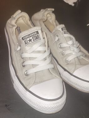 Cute Converse All Star Low Top Sneakers in Light Gray and White
